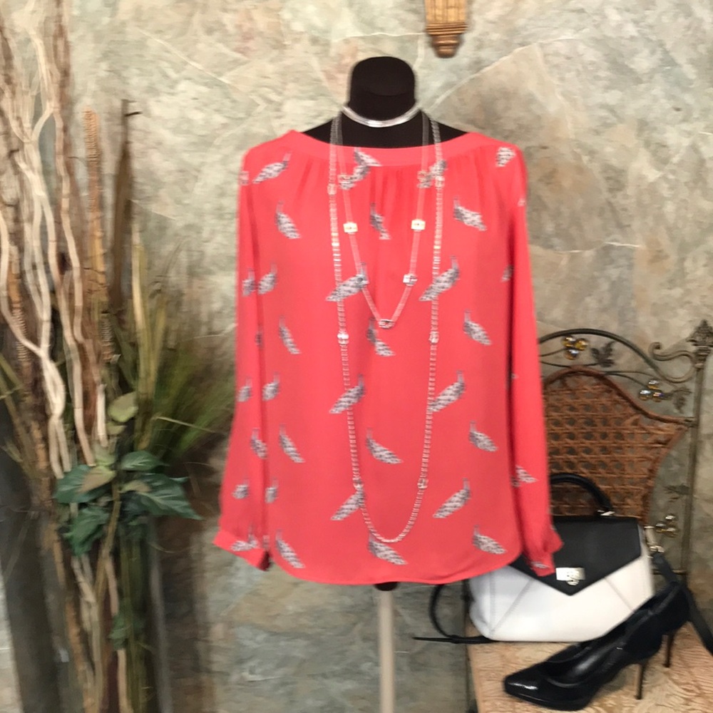 Ann Taylor 🌹 Stunning coral peacock Shirt top blouse tunic